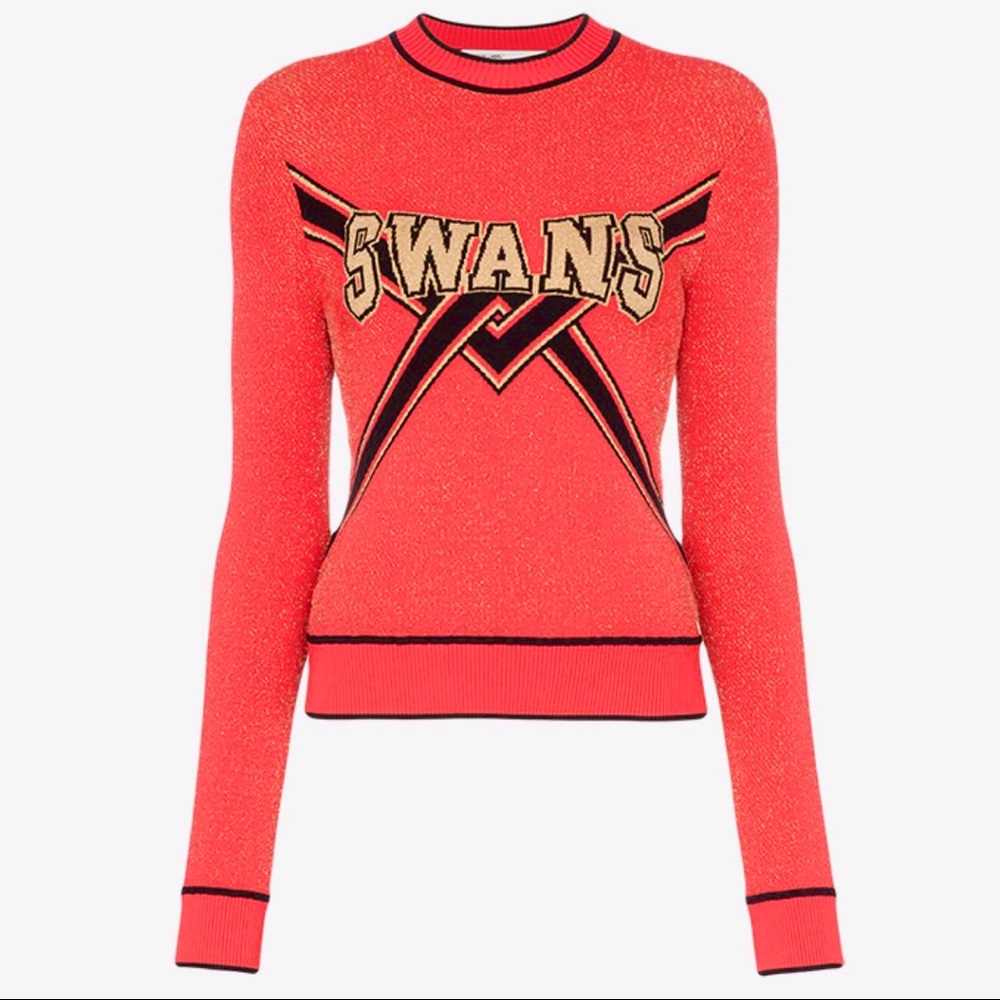 Off-White cheerleader glitter sweater